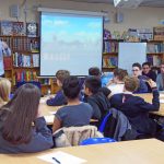 Schools Liaison Officer Luke Maw, giving a talk at De Lisle College in Loughborough