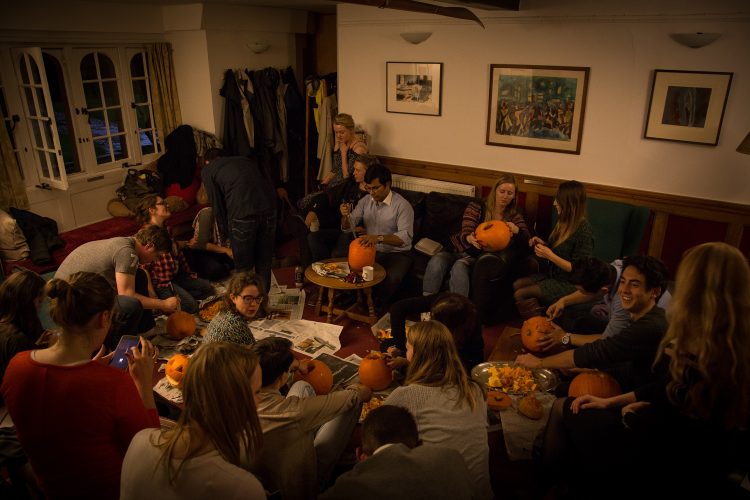 Pumpkin-carving in the MCR at Halloween