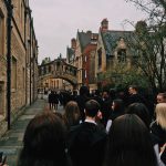 Postgraduate students walking to the Sheldonian for their matriculation ceremony