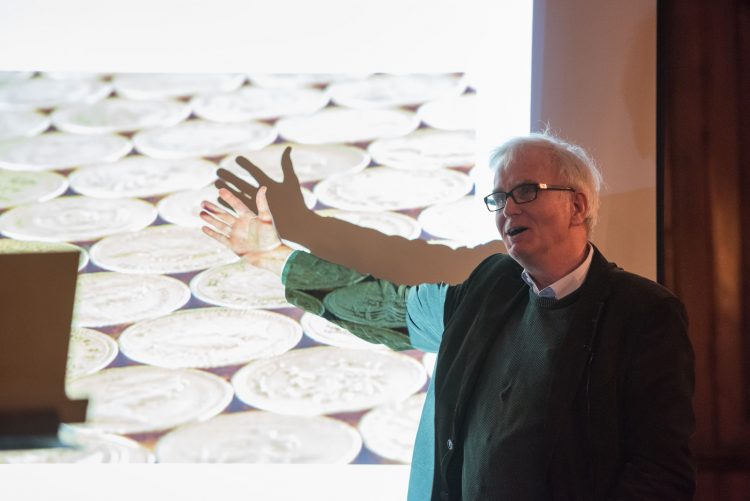 Martin Slater giving a Teddy Talk in the Chapel at the Research Expo