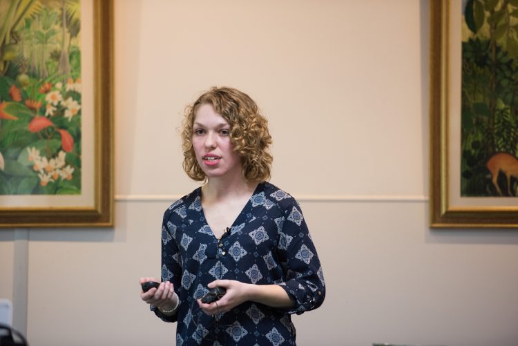 Melissa Bedard giving a Teddy Talk at the 2017 St Edmund Hall Research Expo