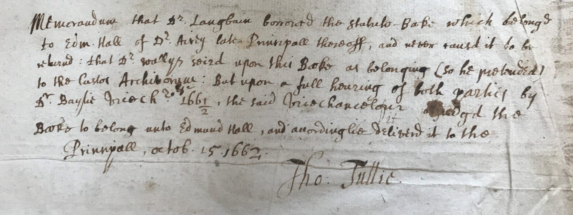 Memorandum Tullie Thomas Tullie quote