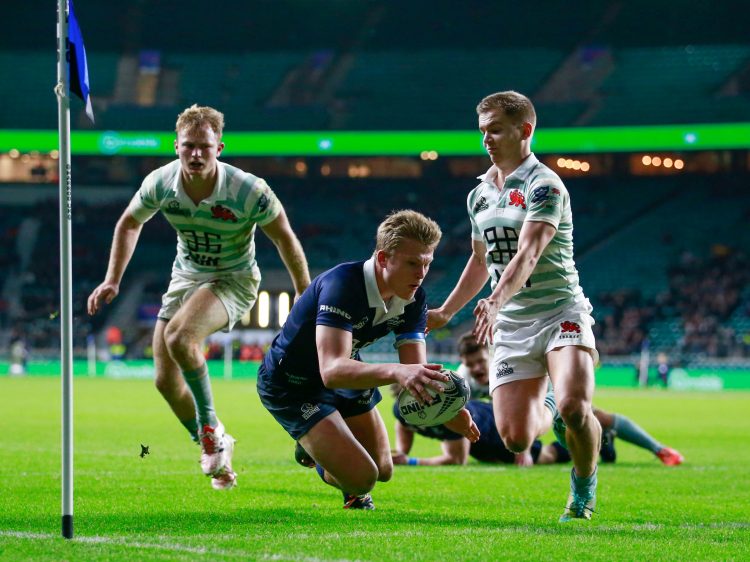 Dan Barley crossing the line for his first try. Photo credit: Matthew Impey, Wired Photos