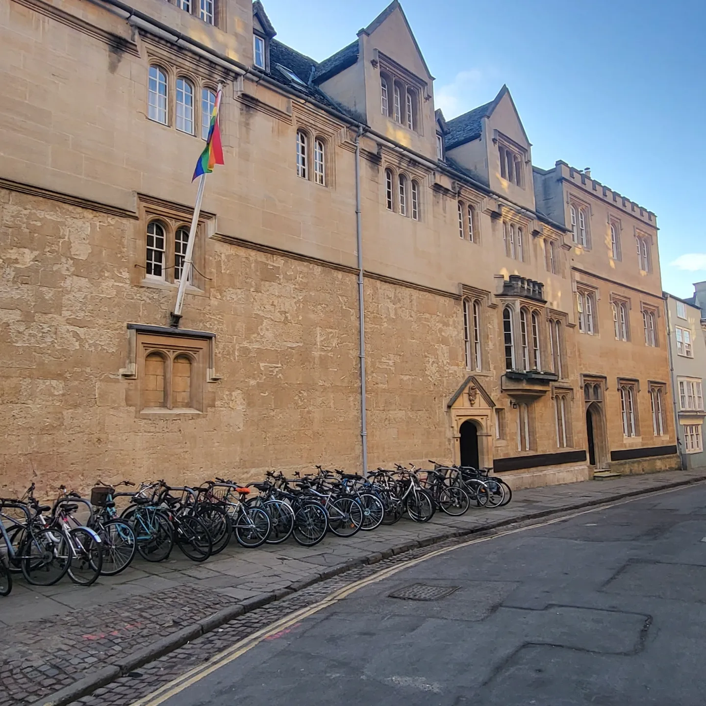 LGBTQIA Flag flying at St Edmund Hall