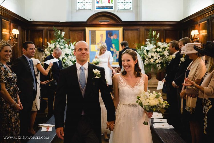 Newlyweds in the College Chapel - photo by Alexis Jaworski