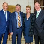 Left to right: Dr Paul LeClerc (Voltaire scholar and former President of the New York Public Library), Professor Nicholas Cronk, Professor Caroline Weber (Professor of French Literature at Columbia University), Miles Young (Warden of New College)