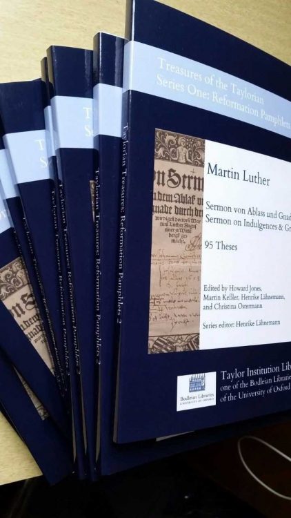 Copies of a new edition of Martin Luther's ‘Sermon on Indulgences and Grace’