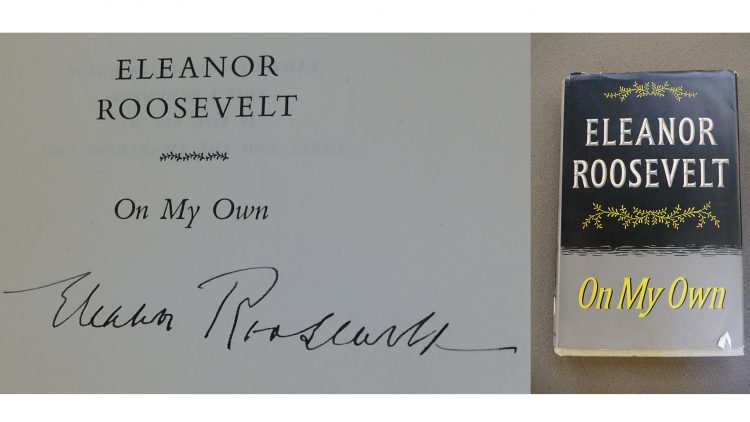 Signed copy of Eleanor Roosevelt's 'On My Own'