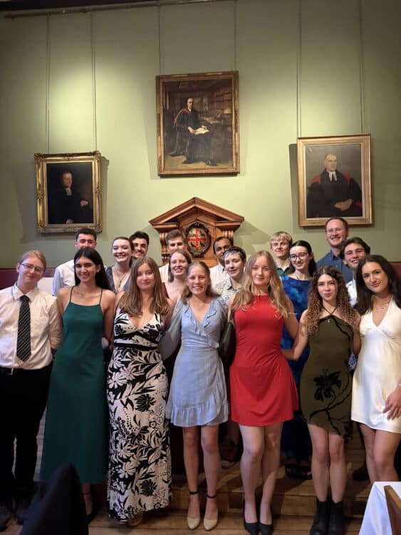 Group photo of student at the Outreach Formal Hall 2026