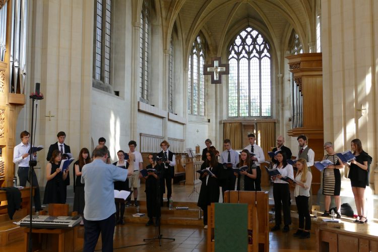 Choir of St Edmund Hall singing at Douai Abbey