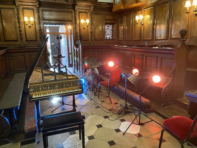 Piano setup in the Chapel for the Trinity Music Concert 2021