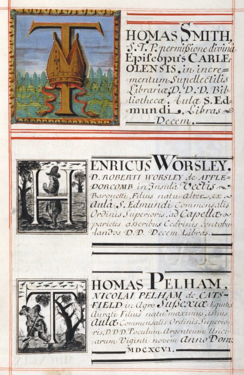 Inside the Old Library A page from one of the St Edmund Hall Benefactors' Books A page from one of St Edmund Hall's Benefactors' Books