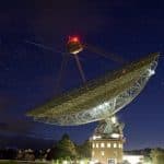 The Space Shuttle Atlantis and the ISS passing over the CSIRO Parkes Radio Telescope