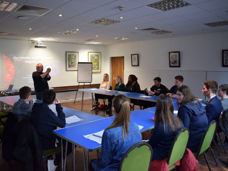 A Pathways Earth Sciences taster session given by Professor Conall Mac Niocaill in the Pontigny Room