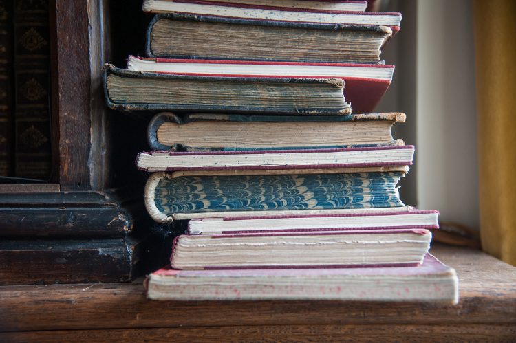 A pile of books in the Old Library