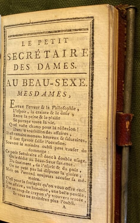Poetic Dedication of the 'Petit Secrétaire des Dames'