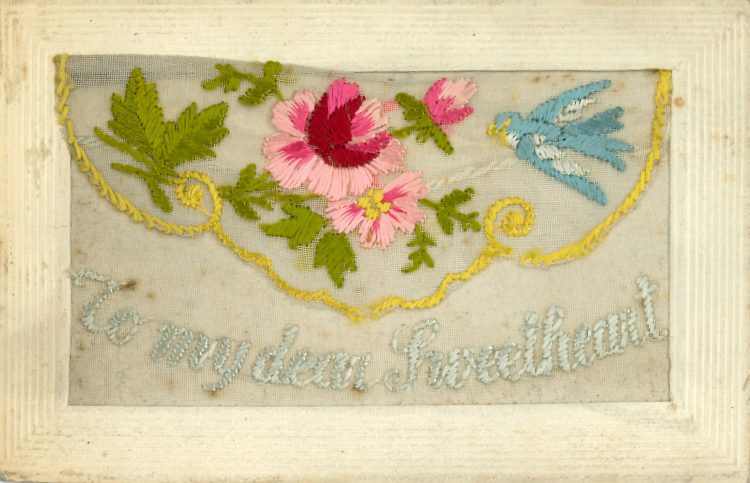 Embroidered card - 'To my dear sweetheart'