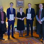 L-R: Professor Wes Williams, Owain Johnstone, Helen Atkinson, Ian Madison, Professor Keith Gull