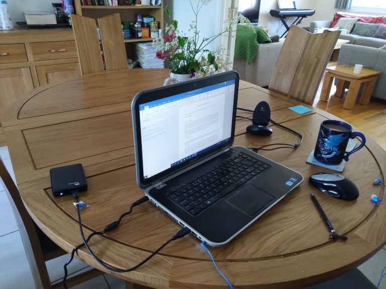 Working from home setup of College Assistant Librarian.