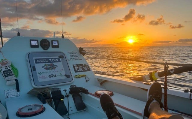 Catching the sunset on the boat