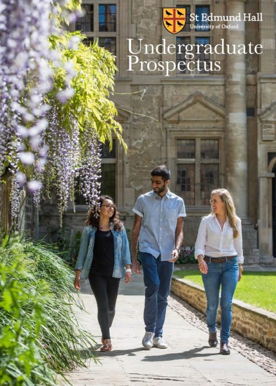 Books in the Old Library A grotesque of a former St Edmund Hall bursar, holding money bags Faces of Teddy Hall students St Edmund Hall Undergraduate Prospectus Cover 2018