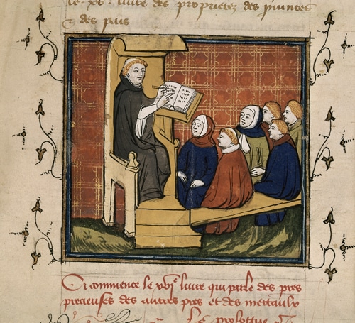 A scribe demonstrating to his pupils.