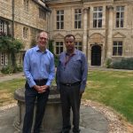 Dr Seifu Kebede-Gurmessa with Keith Gull in the Front Quad at St Edmund Hall