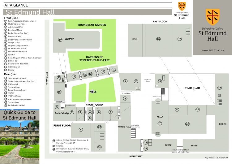 St Edmund Hall College Site Map 2021