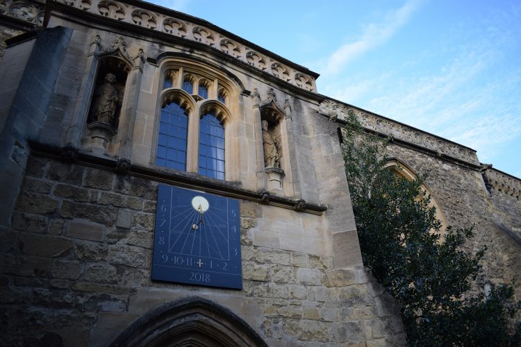 Sundial above the door to the College Library