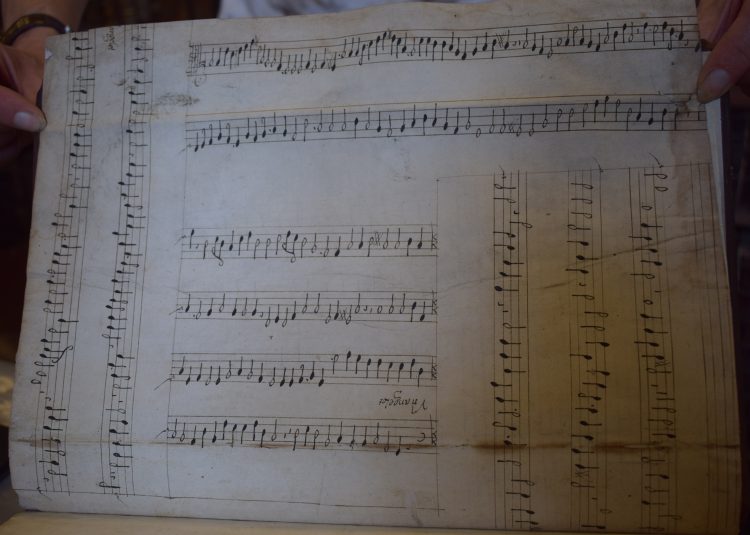 Table music, found inside one of the Old Library's books