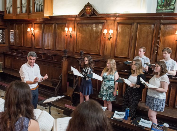 Teddy Hall Choir rehearsing in the College Chapel