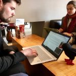 The Teddy Hall University Challenge team doing some last-minute revision ahead of filming