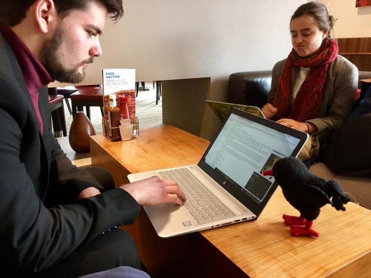 The Teddy Hall University Challenge team doing some last-minute revision ahead of filming