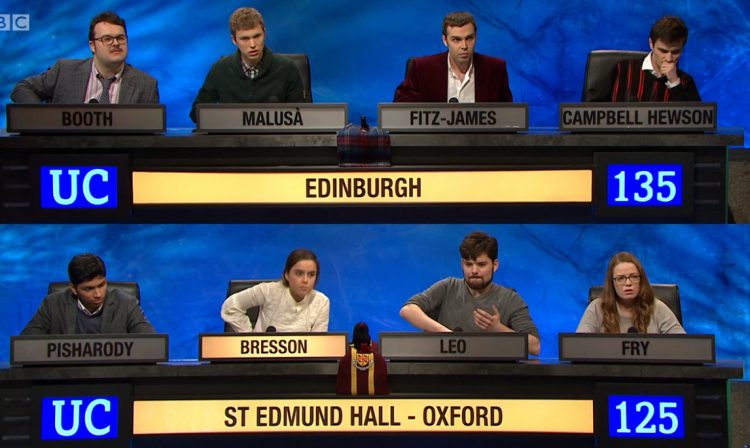 University Challenge - Marceline getting a starter question right towards end of final Marceline answering a starter question late in the University Challenge final