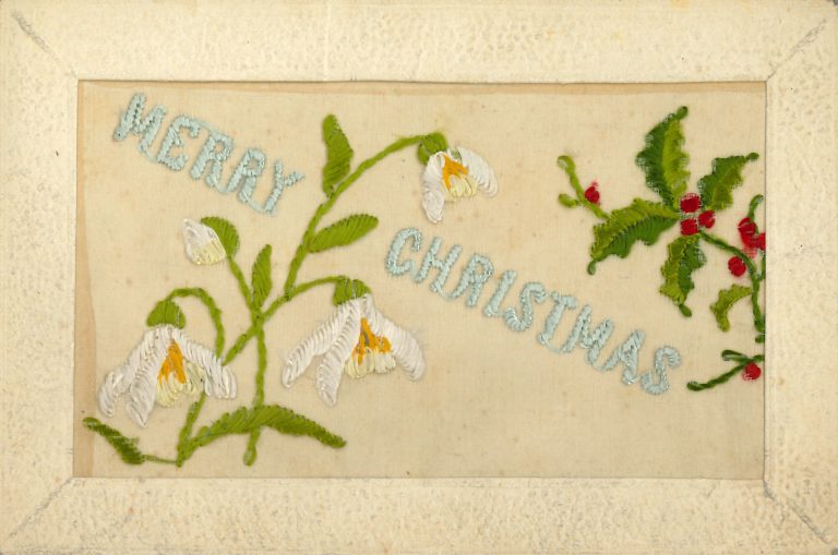 An embroidered Christmas card from World War I