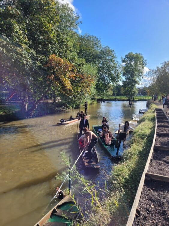 students on the river celebrating matriculation