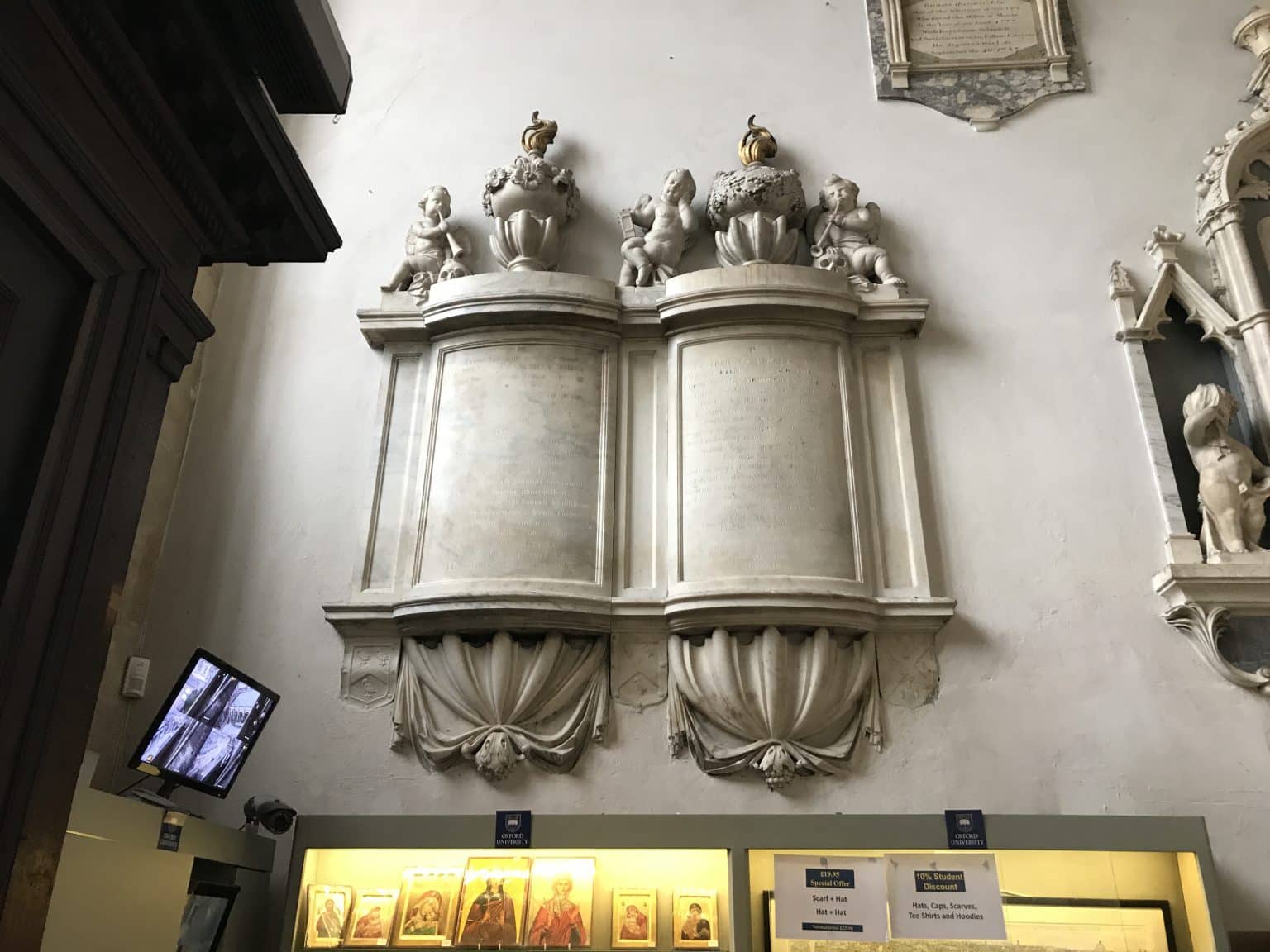 White family memorial in the University Church, above the gift shop