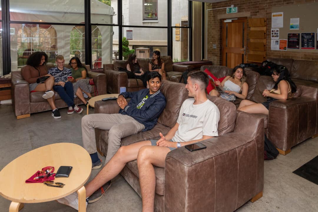 St Edmund Hall students relaxing in the common room
