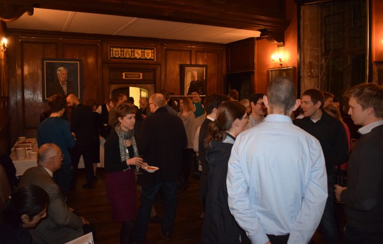 Guests in the Old Dining Hall at Dr Emily Winkler's book launch