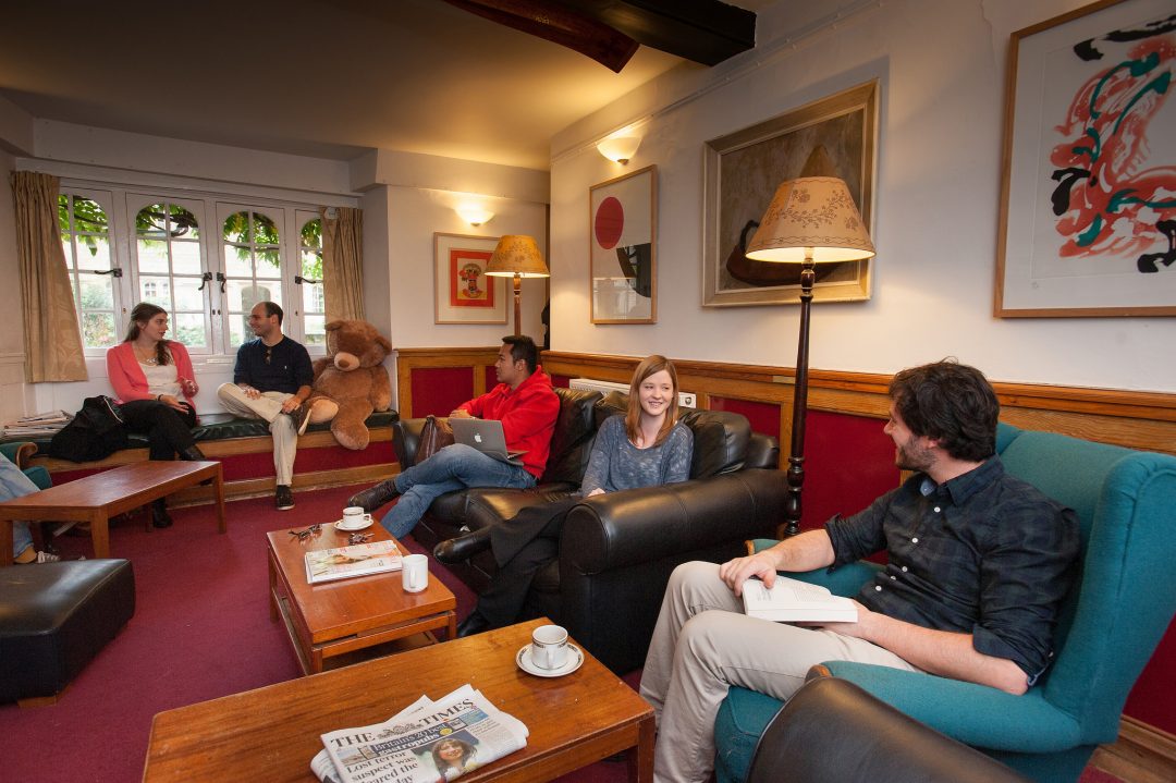 St Edmund Hall students relaxing in the common room St Edmund Hall students relaxing in the common room