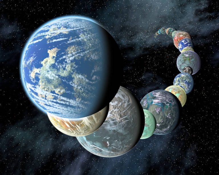 An artist's concept of how other habitable rocky planets in the universe might appear