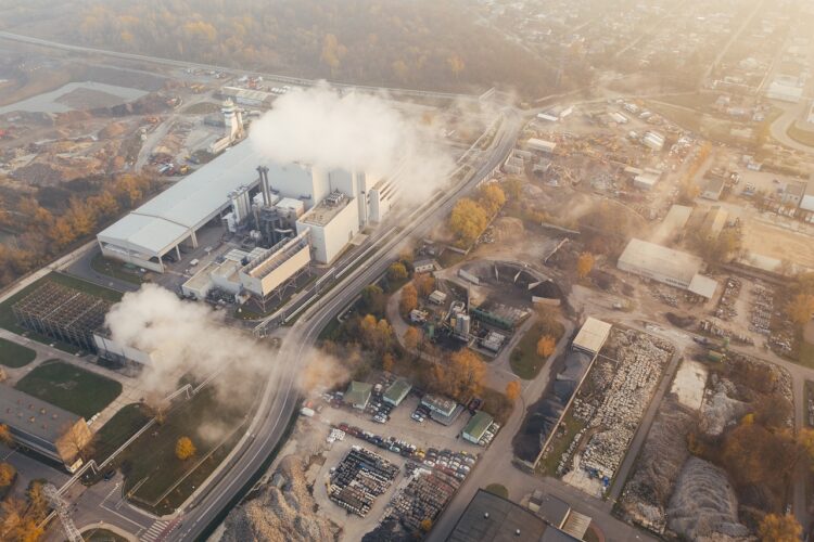 Aerial photo of an industrial site