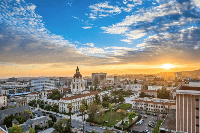 A sky view of Pasadena in the sun
